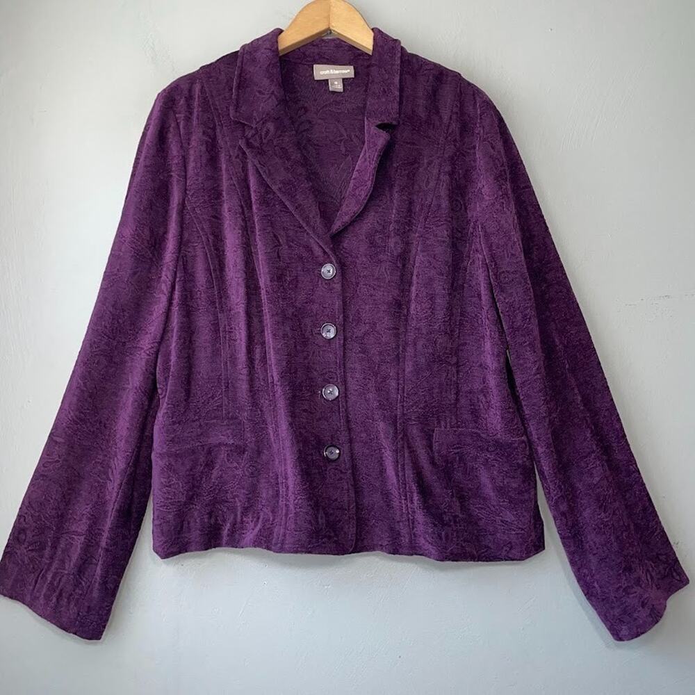 Croft & Barrow Jacquard Jacket Size 16 Purple Brocade Victorian Regency Castle